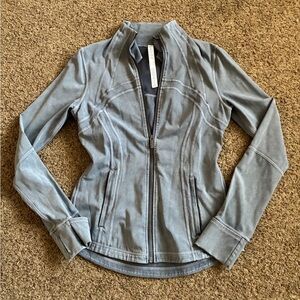 Lululemon Define Jacket in a Garment Dye Washed Luna color and Luxtreme fabric.